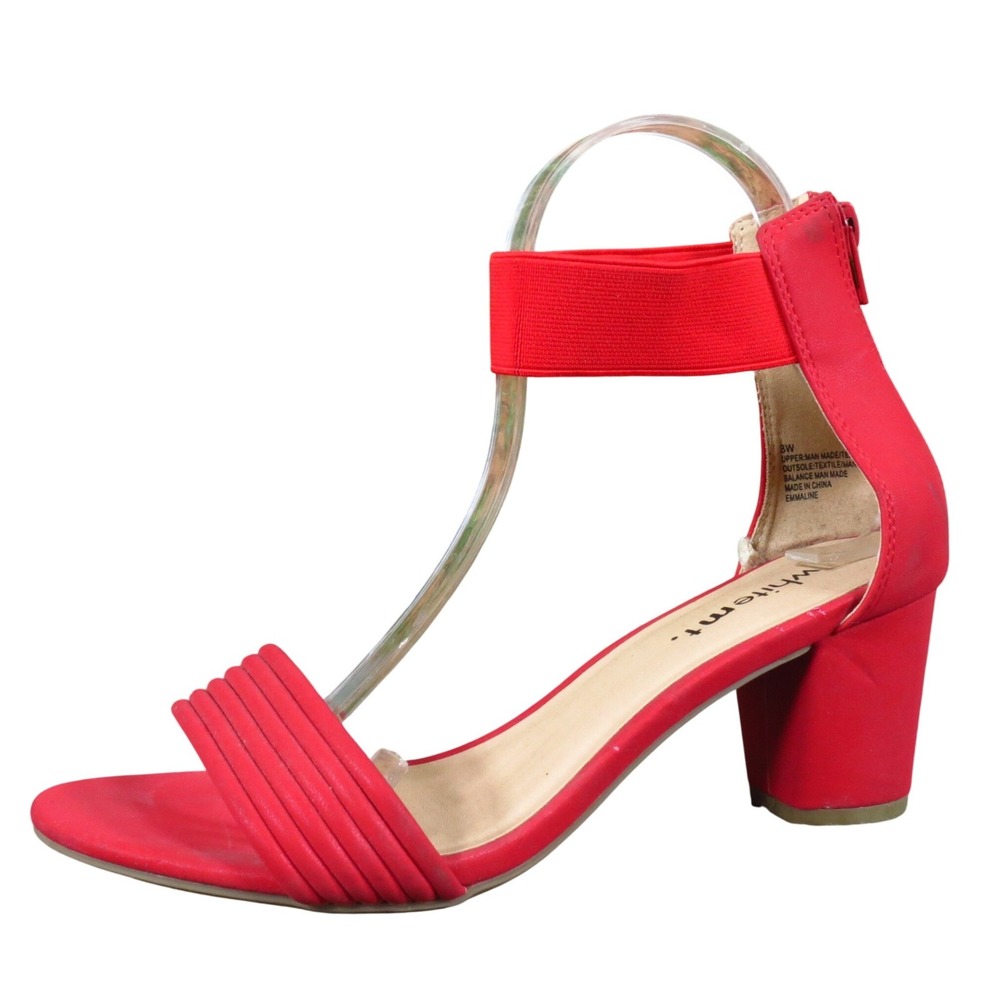 White Mountain Emmaline Womens Block Heel Sandals Size 8W Dress‎ Red Synthetic